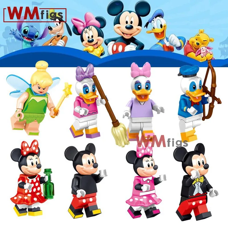 

Single Legoings Cartoon Movie Daisy Donald Duck Tinker Bell Minnie Mouse Mickey Fairy Tale Model Building Blocks Girls Toys Kids