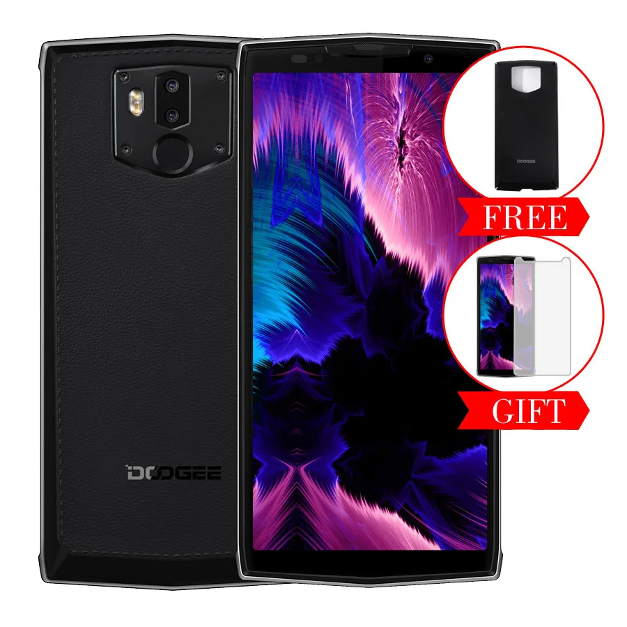 Silver Color DOOGEE BL9000 Android 8,1 4G мобильный телефон 5,9" MTK6763 6 ГБ+ 64 ГБ 9000 мАч 12+ 8 Мп, отпечаток пальца, мгновенная Зарядное устройство ОТА OTG мобильного телефона смартфона - Цвет: Silver Color