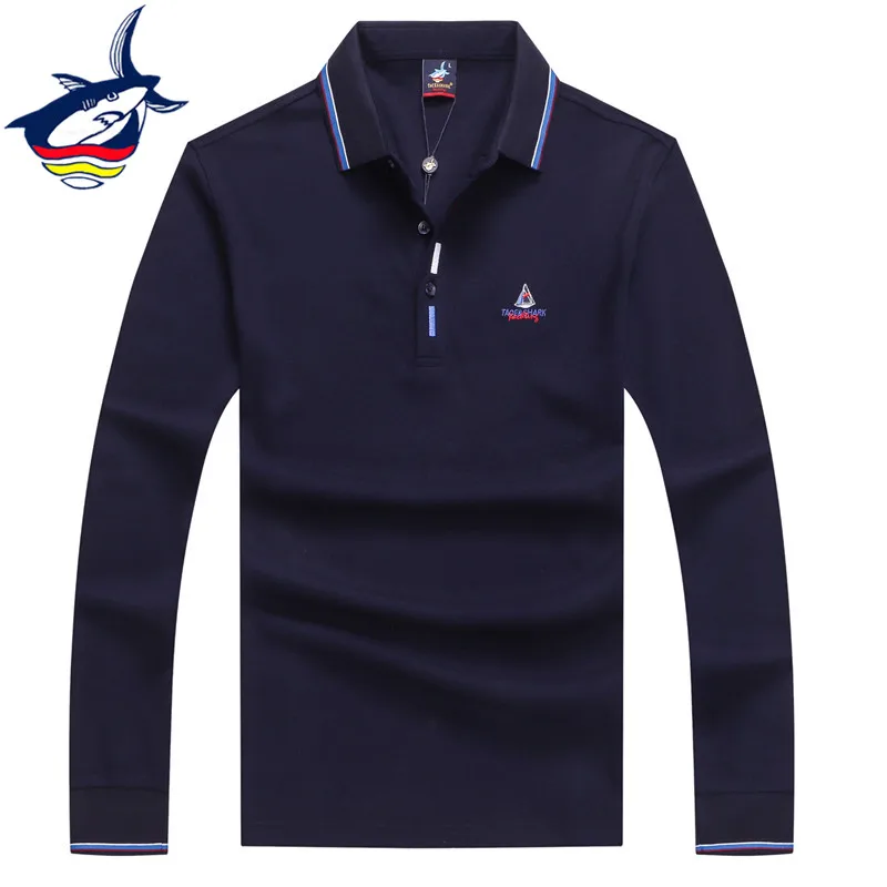

Spring Autumn long sleeve t-shirt men brand Tace & Shark embroidery casual & business lapel t shirt male camiseta hombre camisa