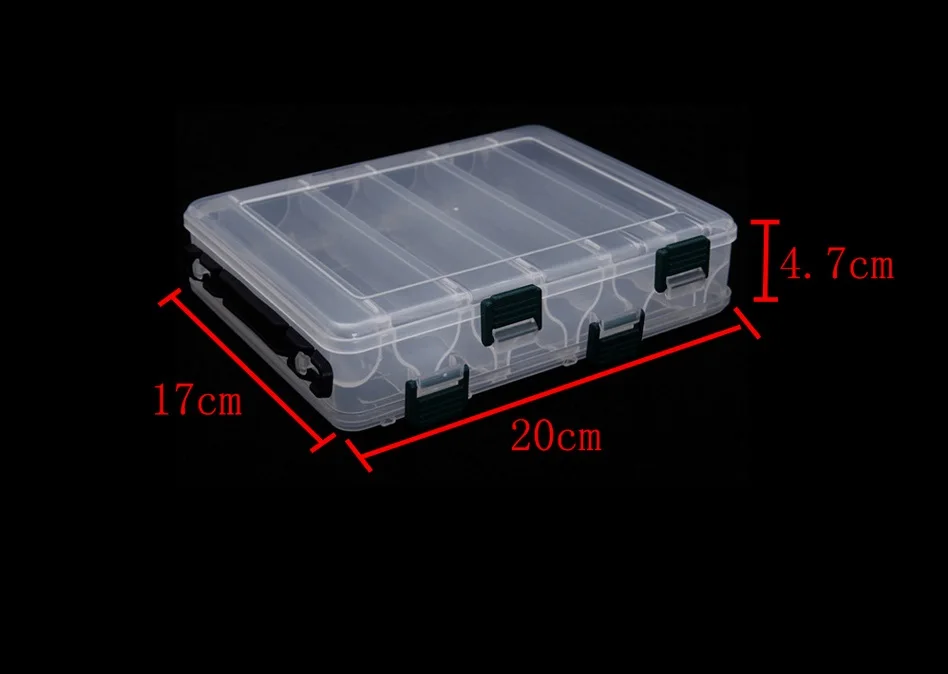 Double Sided 14/10 Compartments, KAWA Fishing Box, High Strength Transparent Visible Plastic  Box with Drain Hole, Free Shipping