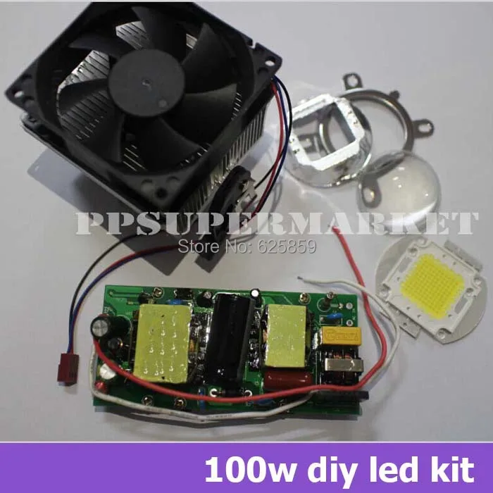 100w high power led + LED Aluminium Heat Sink Cooling Fan+ 44mm Lens+ led dirverin LED Chips