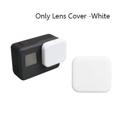Lens Cover-White Аксессуары для Go Pro, чехол для экшн-камеры, защитный силиконовый чехол+ Крышка для объектива GoPro Hero 5 6 7 Black Hero camera - Цвет: Lens Cover-White