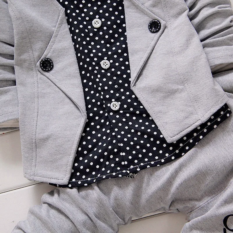 Новая модная осенняя для маленьких джентльменов Одежда для новорожденных одежда для мальчика комплекты галстук-бабочка с длинными рукавами+ длинные штаны 2 шт. Спортивный костюм