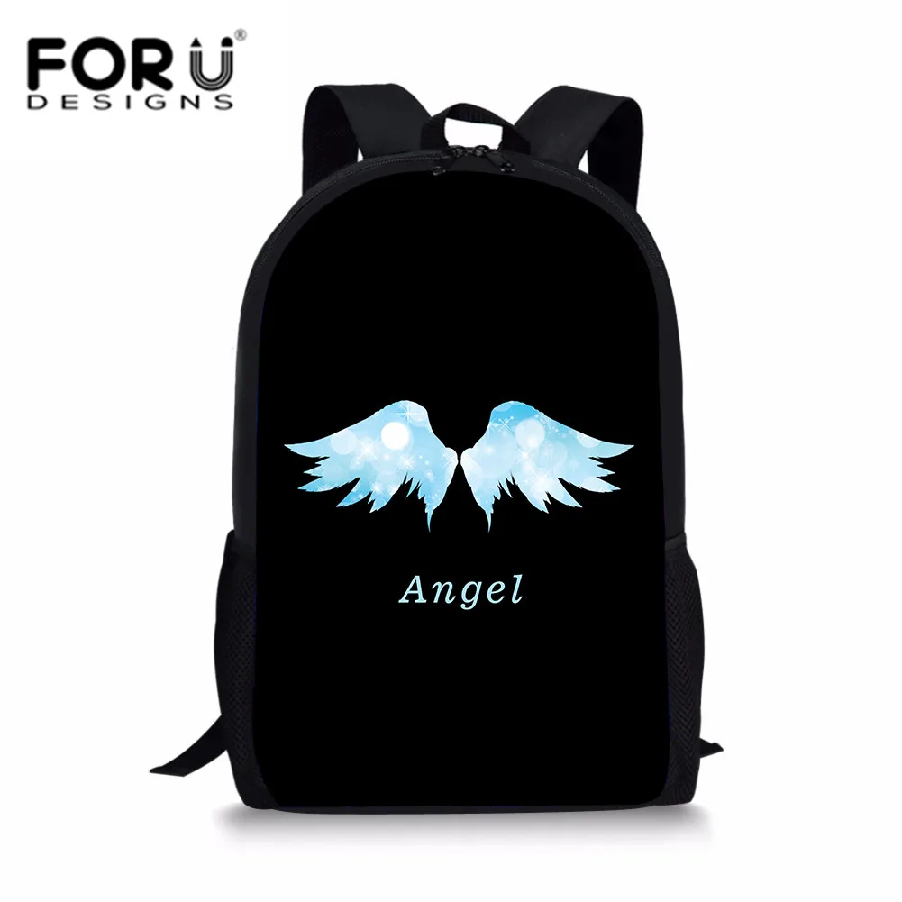 FORUDESIGNS/Прекрасные Крылья печати Школьный рюкзак Для женщин школьная сумка для девочек-подростков Повседневное милый рюкзак Ангел Bookbag