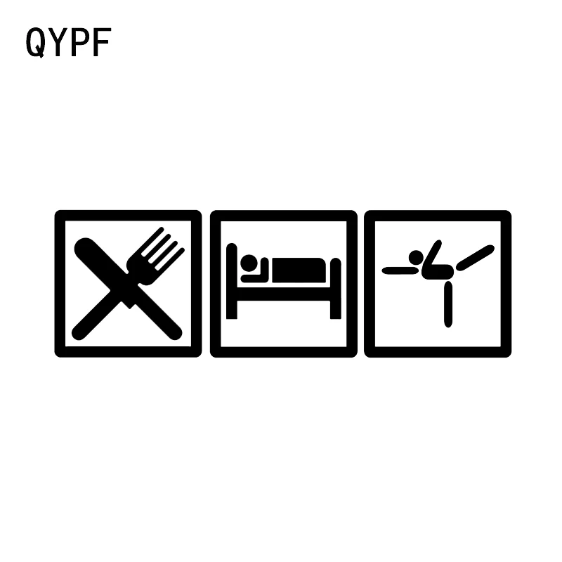 

QYPF 16.9*5.5 Eat Sleep Unique Yoga Meditation Decor Vinyl Car Modelling Sticker Accessories C16-1993
