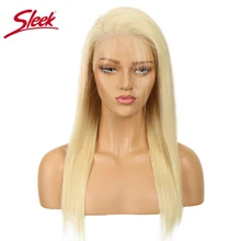 Sleek 13x6 Синтетические волосы на кружеве парики из натуральных волос на кружевной основе 613 Мёд блондинка Синтетические волосы на кружеве парик прямая шнуровка, парики бразильских Волосы remy парик для черных Для женщин