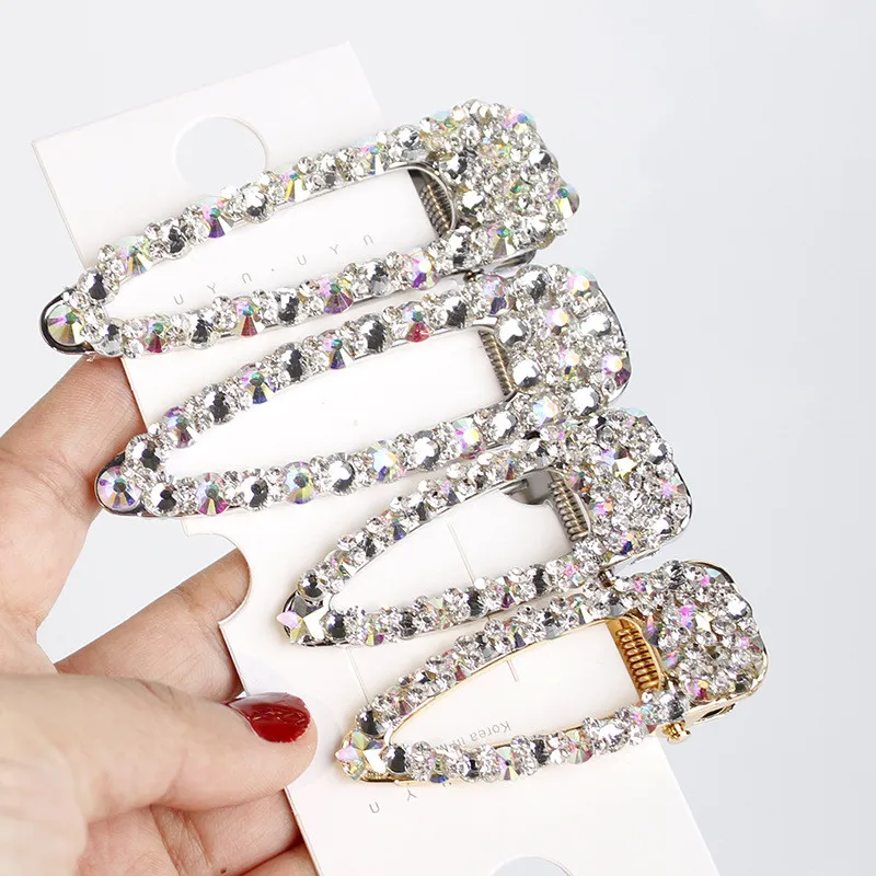 

Free shipping Fashion women Hair accessories cute hollow rhinestone hair clips elegant ins style bling-bling hairclips
