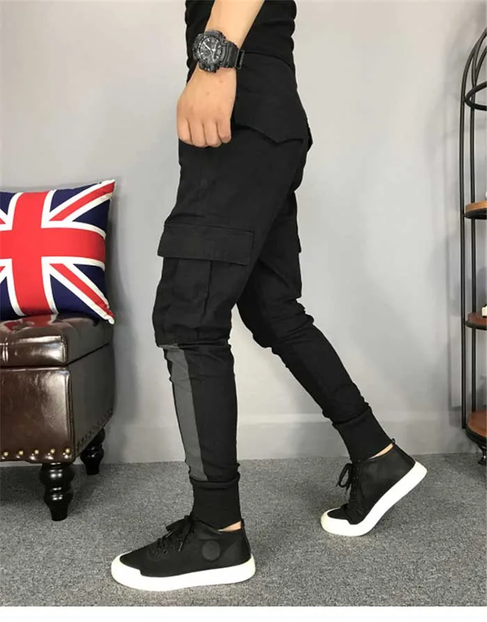 Korean Fashion Cargo Pants Harem Pants Men Casual Slimming Fit Joggers Streetwear Trendy Trousers Elastic Man Clothing