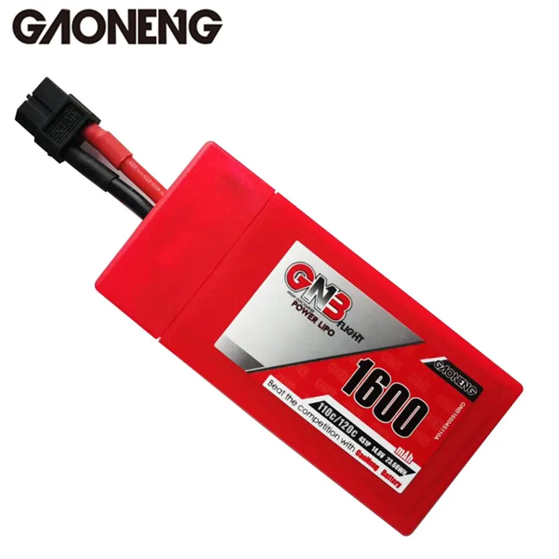 

Rechargeable Lipo Battery Gaoneng GNB 1600mAh 4S1P 14.8V 110C/120C 23.68WH Lipo Battery w/ Protect Case for FPV Racing Drone