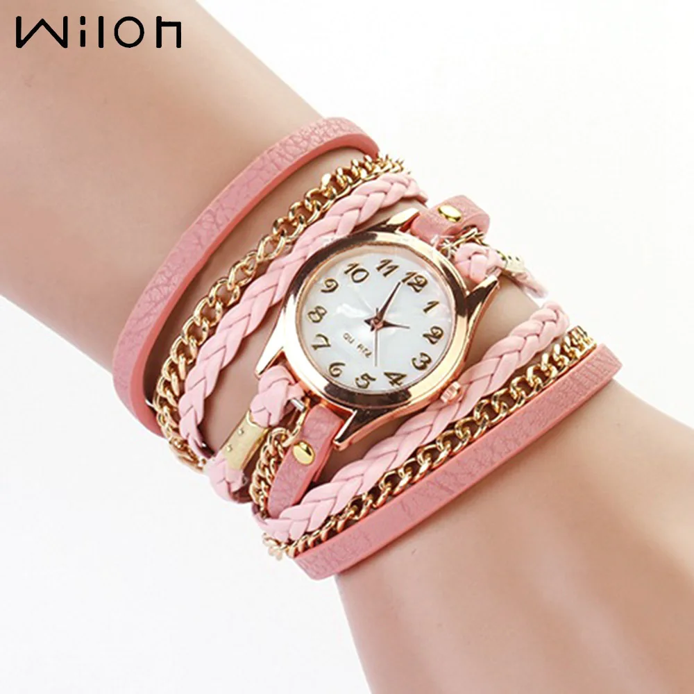 Часы женские Многослойные кварцевые с ремешком из искусственной кожи|bracelet sports