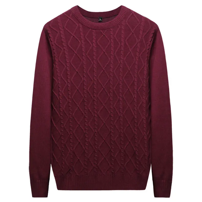 2019 Thicken Cable-Knit Sweater Men Cotton Knitted Crew Neck Men Pullover Autumn Winter Male Sweater MuLS Brand 3XL Dropshipping 01