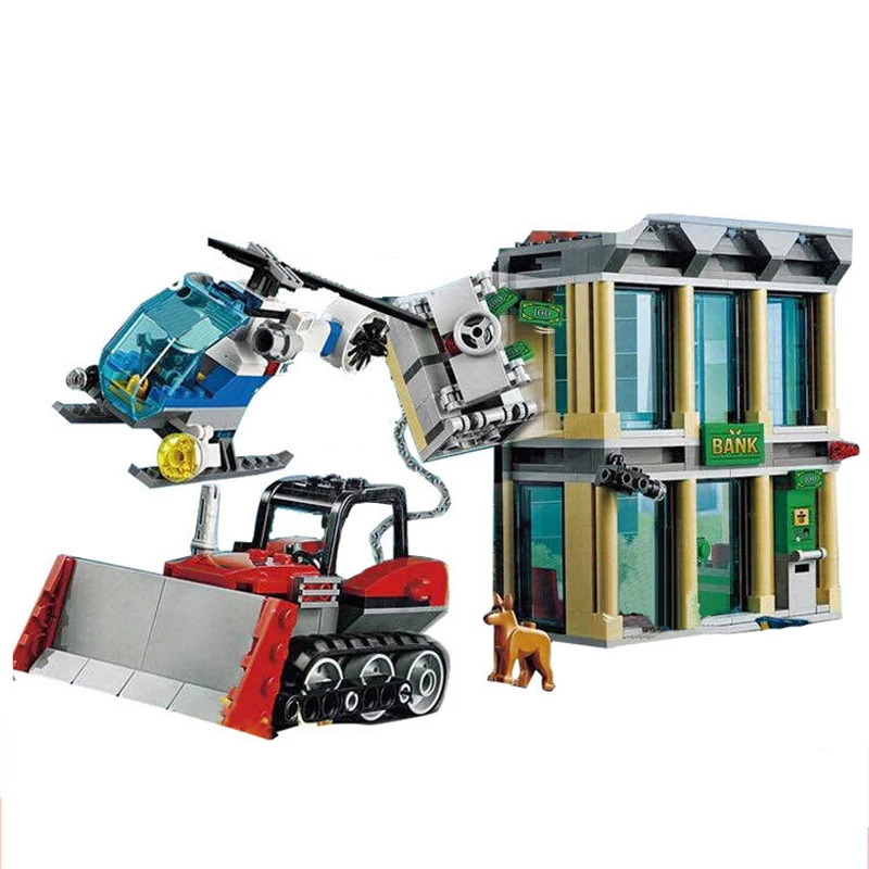 

ZXZ 02019 City series Bulldozer Robbed Bank Policeman Building Blocks Bricks Toys For Children Christmas Gift Legoingse 60140
