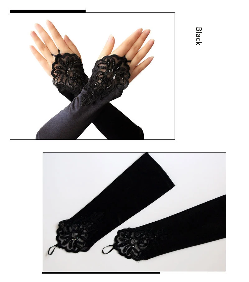 Горячая Распродажа, женские перчатки до локтя, сексуальные черные длинные атласные перчатки без пальцев для девушек, женские перчатки для рук, Клубные вечерние аксессуары
