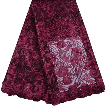 

Latest Nigerian Lace Fabric Dubai Embroidered French Tulle Lace Latest African Lace Fabric 2018 With Stones And Beaded S1375