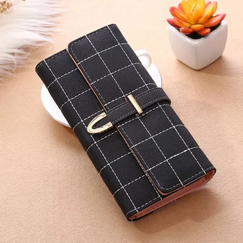 

Brand Designer Faux Suede Women Wallet Matte Leather Card Holder Female Wallet Plaid Ladies Purse Clutch Long Carteira