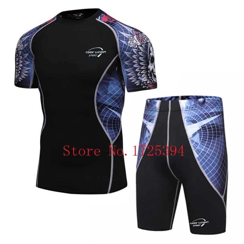 2017 Для мужчин сжатия, короткий рукав 3D печати горячие ММА Rashguard колготки Кожа Для мужчин футболки