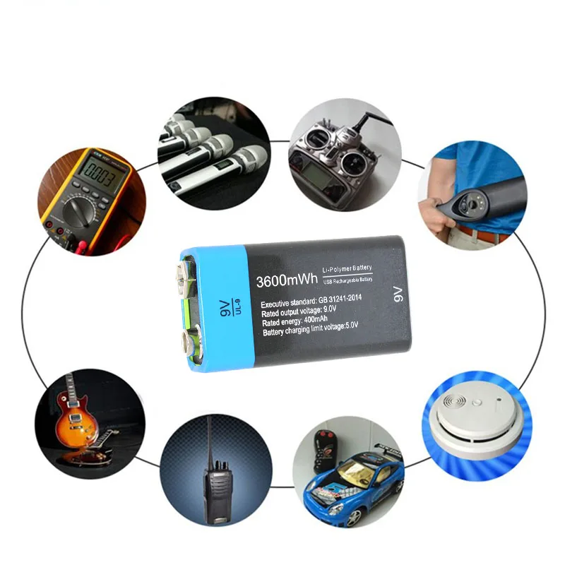 Абсолютно Etinesan 9V 3600mWh литий-ионный аккумулятор перезаряжаемого литий-полимерный аккумулятор для микрофона, gps, пульт дистанционного управления, игрушки и т. д