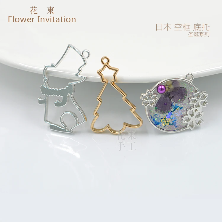 

Flower Invitation Empty Frame A63-66_ Christmas Series Popular Frame DIY Jewelry Accessories Handmade Bottom UV Glue Accessories