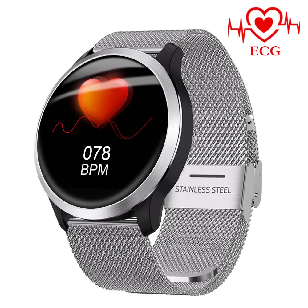 Silver LEMFO Smart Watch Men PPG+ ECG IP68 Waterproof Heart Rate Blood Pressure Sport Smartwatch For Android IOS Phone Aged - Цвет: Silver