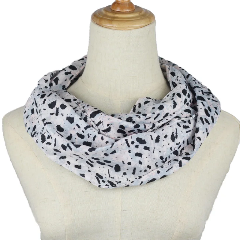 Женский шарф черно белое кольцо в точечку с петлей Infinity Echarpe Foulard Femme snood размер 140*35