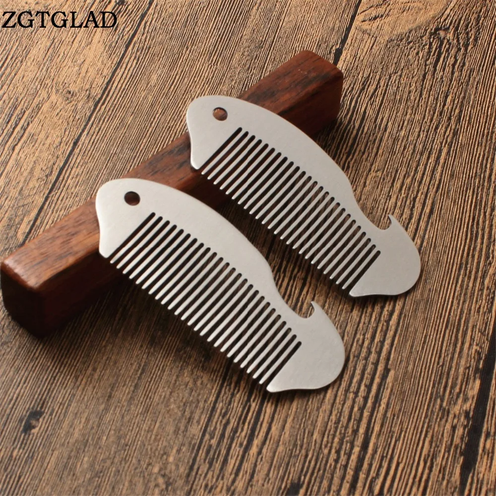 

ZGTGLAD High Quality Professional Men's mustache comb Anti Static Stainless Steel Comb Can Use Bottle Opener-06