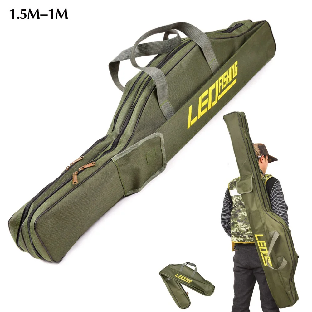 Portable Foldable Fishing Rod Carrier Fish Pole Tools Storage Bag