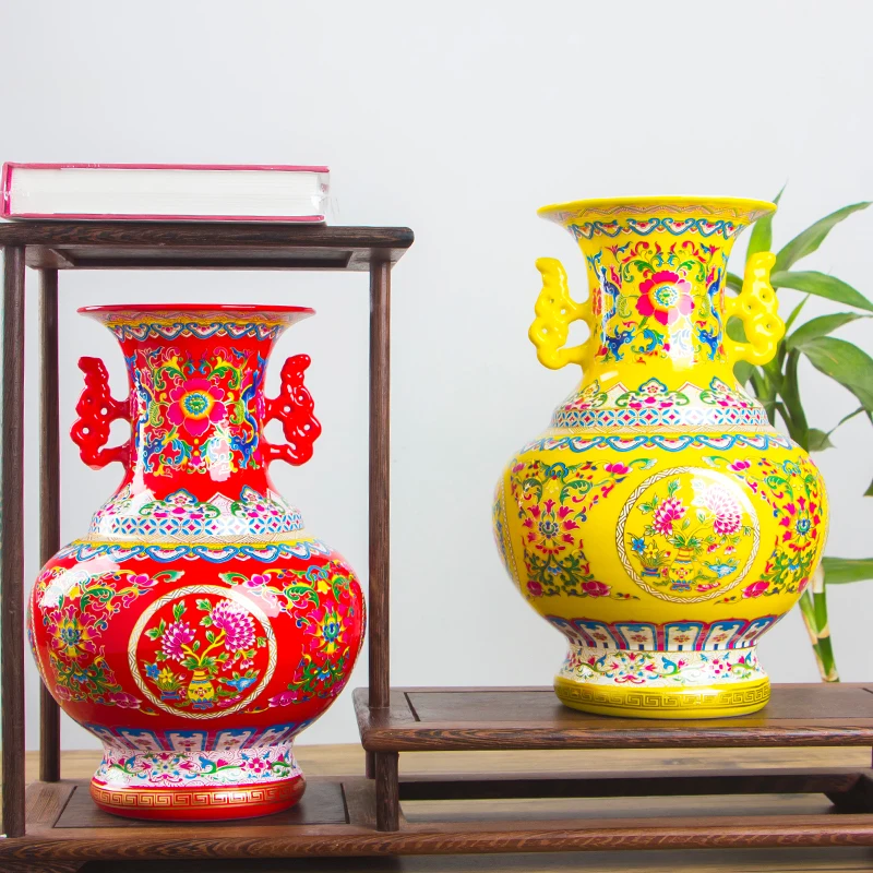 Старинная эмалированная китайская керамическая Цветочная ваза Jingdezhen фарфоровые