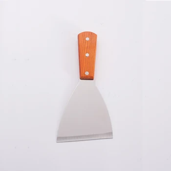 

Kitchen Spatula Wooden Handle Grill Turner Stainless Steel Metal Scrape For Teppanyaki Hibachi Griddle Cooking Utensil