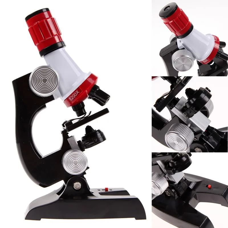Free Shipping Microscope Kit Lab LED 100X-1200X Home School Educational Toy For Kids Boys