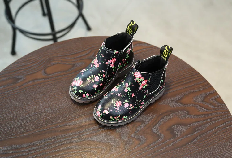 MHYONS/модные бархатные детские ботинки на молнии; водонепроницаемые кожаные детские ботинки martin; теплая зимняя обувь; Резиновые Нескользящие ботинки для мальчиков и девочек