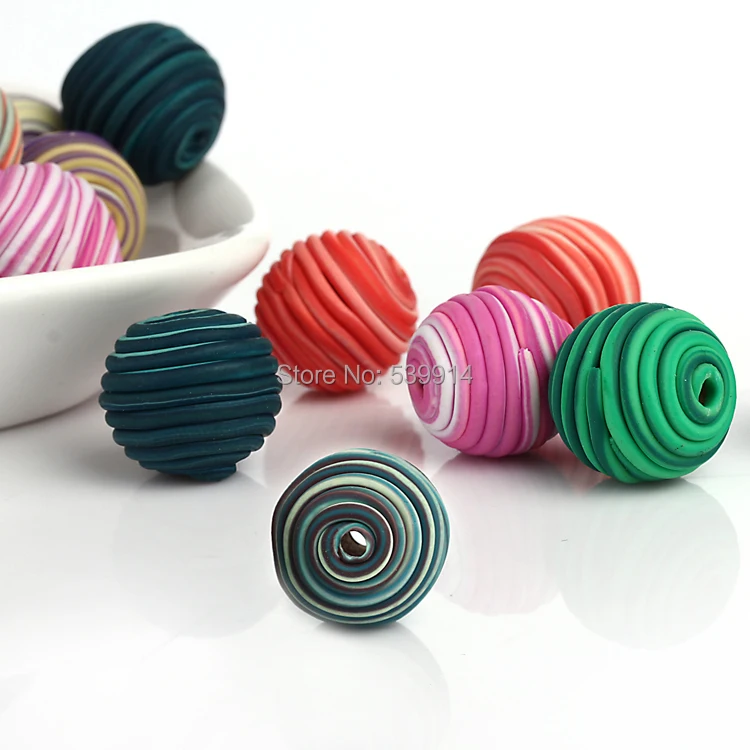 

14-15MM 100pcs/lot Mixed Colorful Polymer Clay Beads Assorted Fimo Spacer Loose Chunky Beads Fit Making Necklace&Bracelet