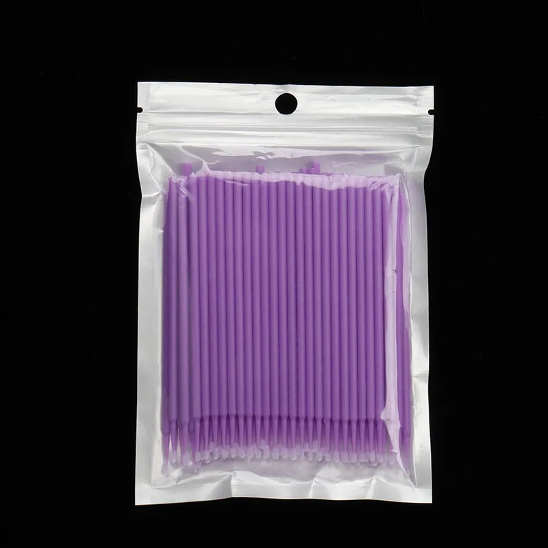 100 шт./пакет одноразовая индивидуальная микро щетка для наращивания ресниц инструменты Удаление ресниц тампон микро щетка инструмент для ресниц - Handle Color: light purple