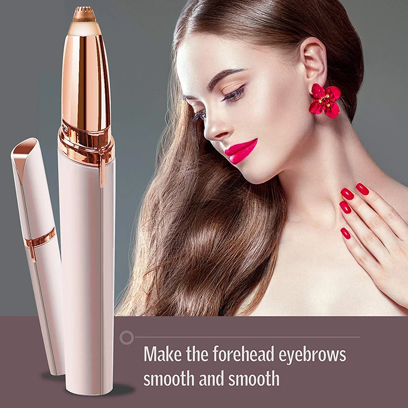 TOHUAN Electric Eyebrow Hair Trimmer Women Painless Portable Precision Brows Hair Remover Lipstick Shape Hair Razor USB Recharge
