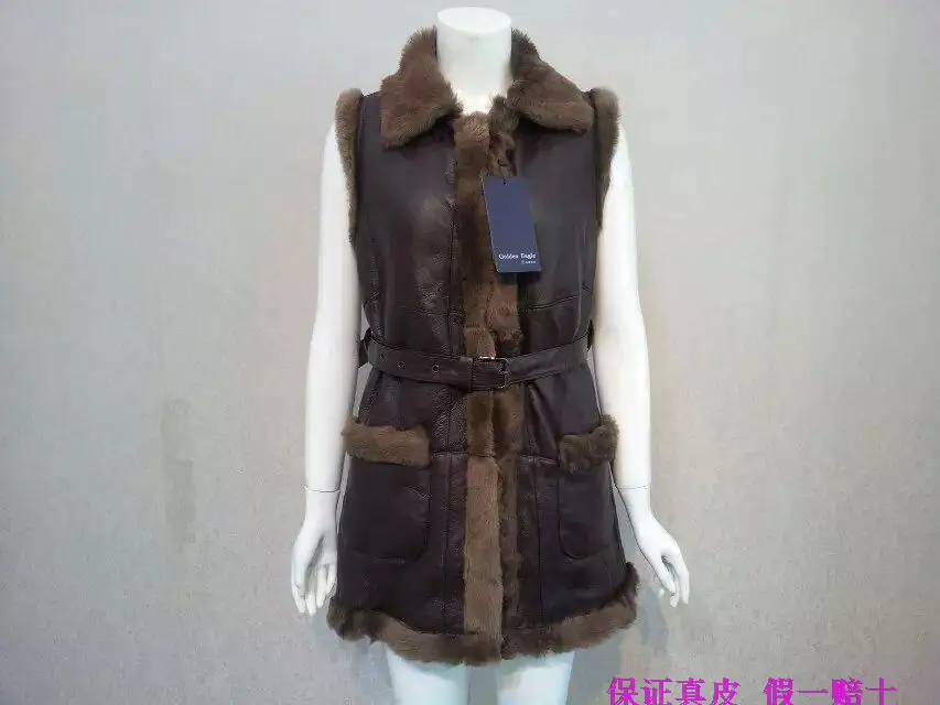 Manches Dames Mouton En Vintage Sans Veste Mérinos 2018 Gilet Peau Haute Véritable Brun Nouveau Marron Femelle De Qualité Cisaillement Femmes Manteau PxnBwzZTIq