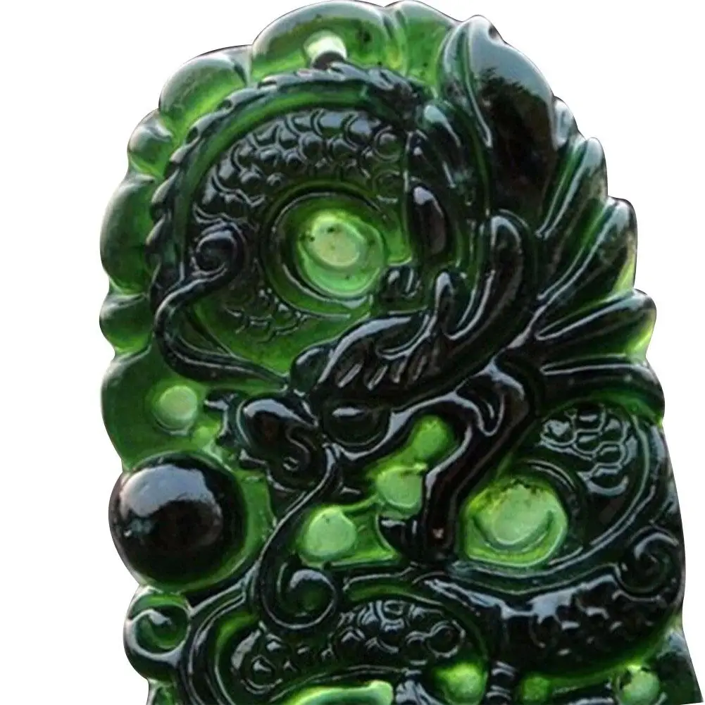 Натуральный настоящий Хотан нефрит резной дракон счастливый амулет подвески зеленый нефрит кулон сертификат ожерелье Модные ювелирные изделия Ремесло