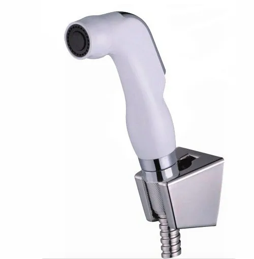 

White Plated ABS Shattaf Bidet Spray Hand Held Bidet Shower Set with Holder and Hose for Toilet Bathroom