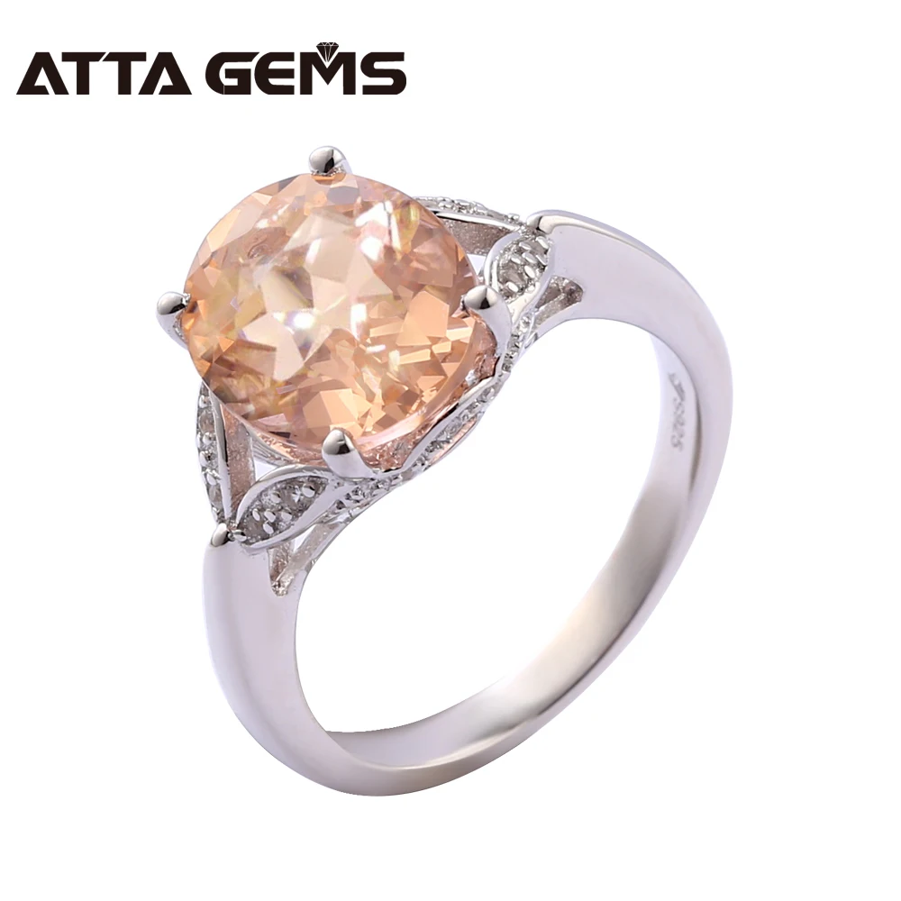 

Morganite Sterling Silver Rings 5.2 Carats Created Morganite Silver Women Rings Romantic Style Gifts Wedding Party Rings