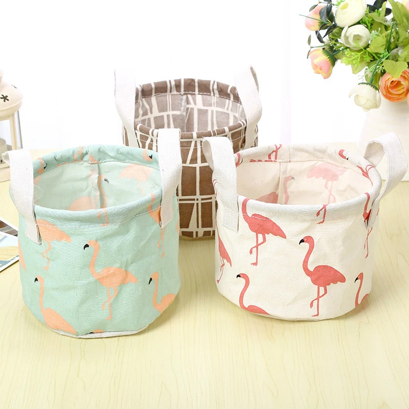 

Cotton linen Desktop Storage Basket Sundries Underwear Toys Bax Cosmetics Small Items Finishing Container Makeup Organizer Case