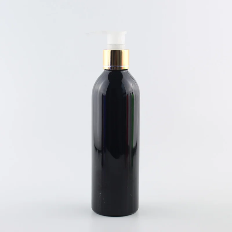 250 мл 25 шт. прозрачный пустая бутыль для косметики с золотой Алюминий колпачок для лосьона, шампуня контейнер с распылителем, косметическая упаковка - Цвет: Black Bottle Clear