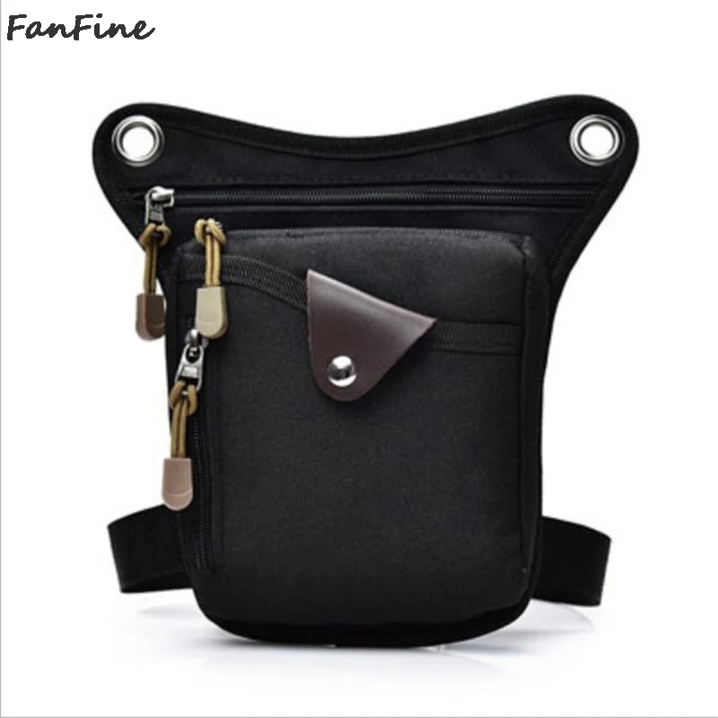 

FanFine Nylon Men Waist Pack Leg Drop Bag Motorcycle Crossbody Messenger Shoulder Belt Bum Male Hip Purse Pouch Thigh Fanny Bags