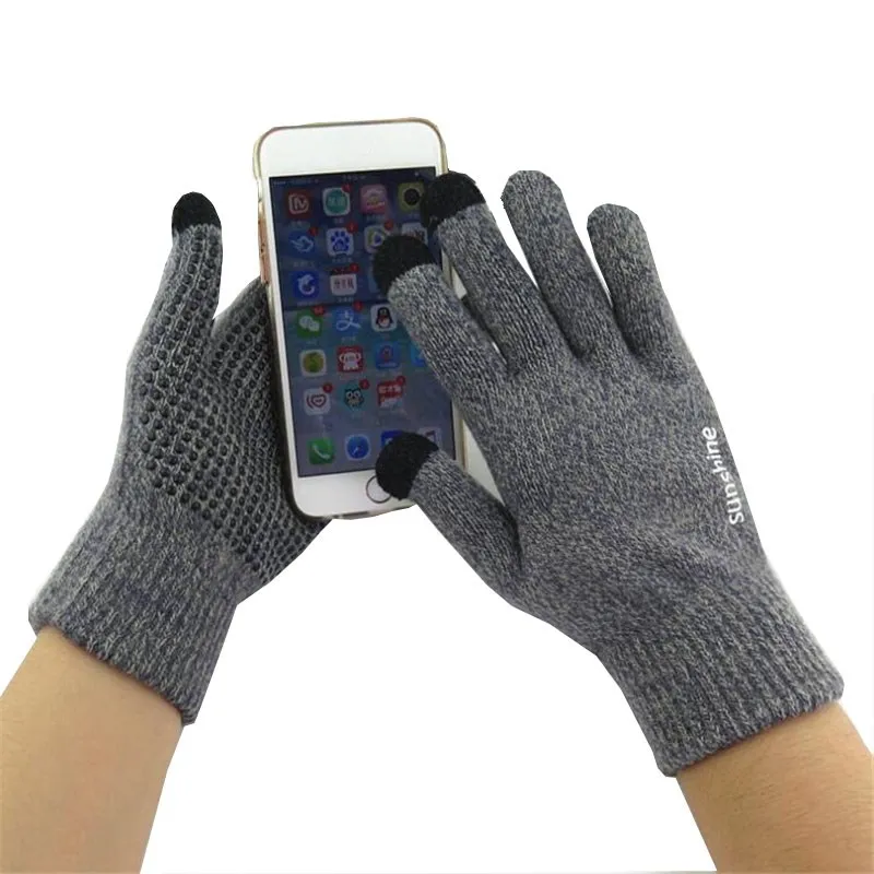 

CKAHSBI Winter Keep Warm Gloves Anti-skid Fleece Thermal Knitted Gloves Touched Screen Men Ski Glove Thermal Leisure Mittens