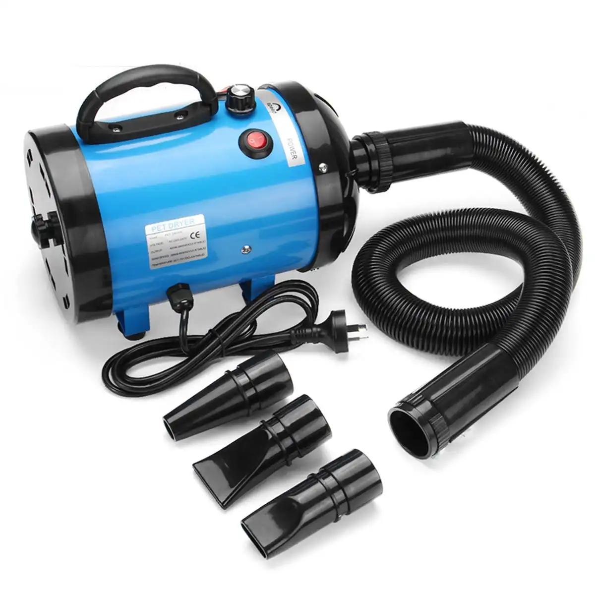 Blue 2800 Вт фен для домашних животных с низким уровнем шума, фен для ухода за собаками и кошками, воздуходувка с регулируемой температурой, воздуходувка для домашних животных - Цвет: Blue
