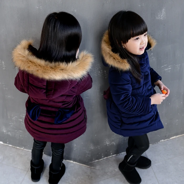 2018 Otoño Invierno niñas de moda abrigo sombrero arco y los niños de la chaqueta de algodón acolchado ropa de niños prendas de vestir exteriores G305|girls puffer coat|winter coat girlgirls