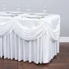 White luxury Table Skirt With Swag for Wedding Use Wedding Table Skirting with drape 1