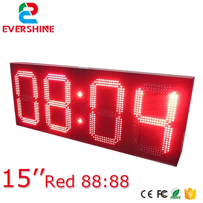 de Parede Digital Levou Colock 15 Polegada Cor Vermelho 88: 88 Led Sinal Digital 4 Dígitos Número Tempo Levou Painel