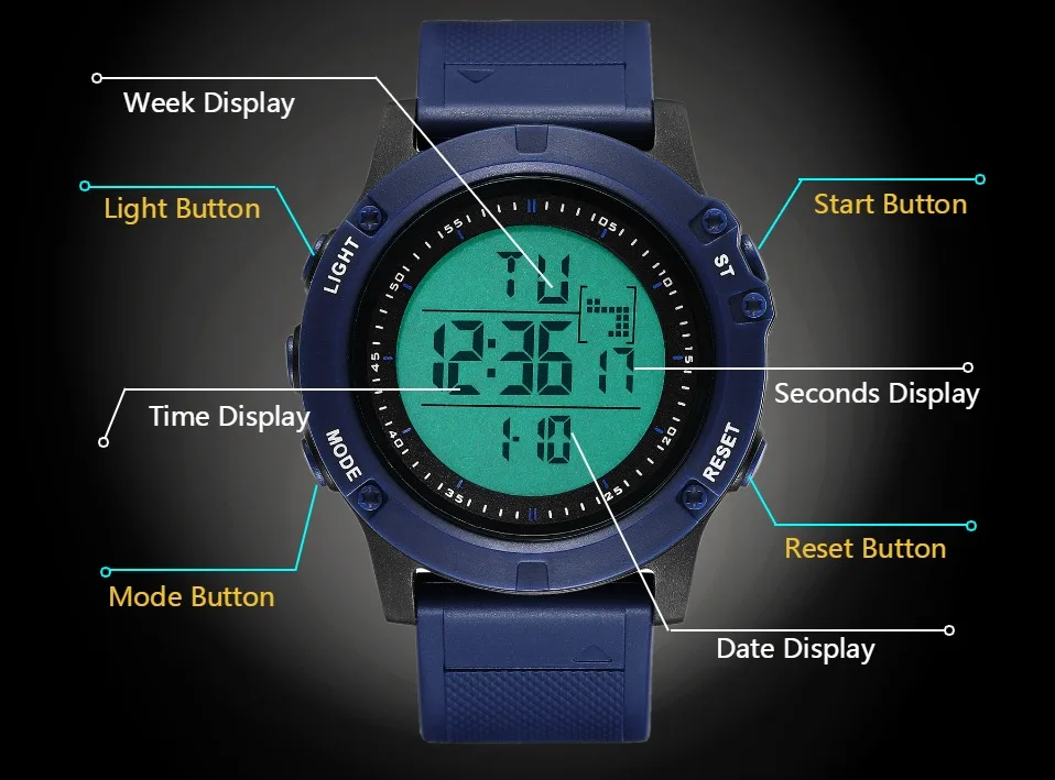 OHSEN цифровой бренд lcd серебряные мужские часы для мальчика reloj hombre 50 м Dive силиконовый ремешок наружные спортивные наручные часы мужские подарки