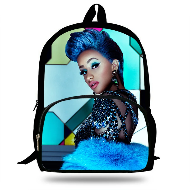 

16-Inch Womens laptop Backpack Set For Children Hip Hop Rapper Cardi B Printing School Bags Girls Daily Bookbag