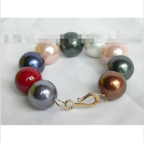 

AAA 20mm Multi-color south sea shell pearls bracelet @^Noble style Natural Fine jewe FREE SHIPPING