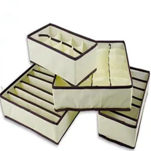 4 PCS Vente Chaude Non-Tissé Beige Box Conteneur De Stockage Tiroir Séparation Lidded Placard Boîtes Pour Cravates Chaussettes Soutien-Gorge Sous-Vêtements Organisateur