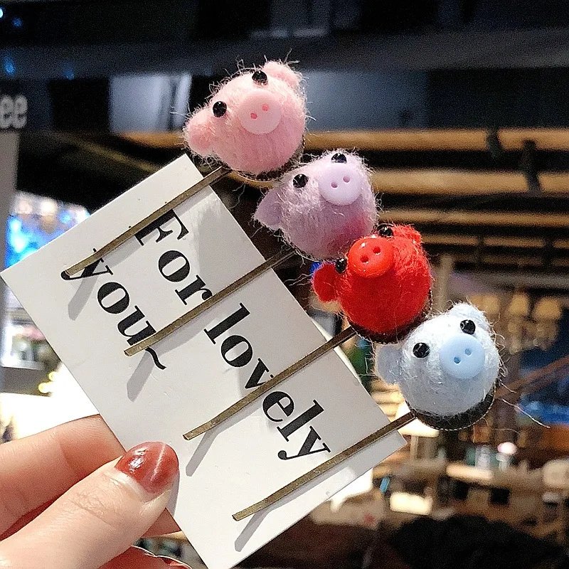 

1pc Hair Clips For Girls Cute Pig Hair Accessories Word Clip Felt Hairpin Simple Side Top Cute Hair Clip Jewelry G0430